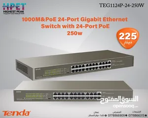  1 Tenda TEG1124P-24-250W محول 1000M&PoE 24-Port Gigabit Ethernet Switch with 24-Port PoE