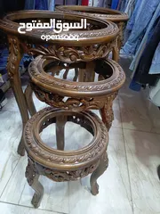  5 طقم طربيزات زان حفر دمياطي بحاله الوكاله ناقصه زجاج وبس عندي طقمين بسعر 120 دبنار