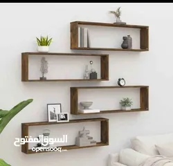  21 رف خشب شاشه ومطبخ وحمام وديكور حائط وستاند مكياج وجلاتين وغيره