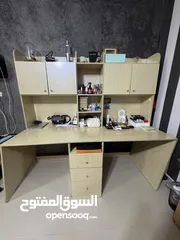  11 مكتب أثاث مكتبي خشبي مع جوارير وخزاين للمنزل لغرفه نوم او غرفة عمل حجم كبير واجهه كامله للبيع