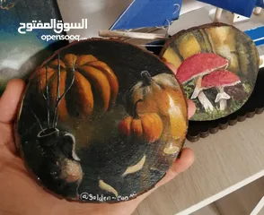  4 رسم يقطين على خشب زيتون