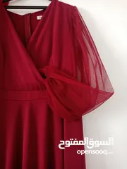  4 فستان سهرة ناعم  لون برغندي  قصة كريس  للبيع