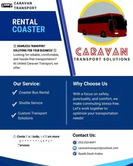 5 Rental Coaster Bus & Shuttle Services staff transport. كوستر حافلات لإيجاد