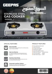  2 GEEPAS 2 burner gas stove GK5605N