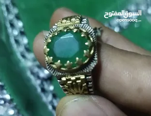  3 خاتم رجالي فضة عيار 925 الحجره (زمرد)