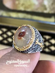  30 خواتم عقيق يمني مع فضه تركي
