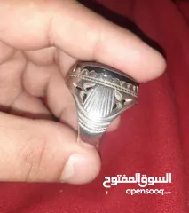  2 خاتم فحل فضة بحجر حديد صيني هماتيت