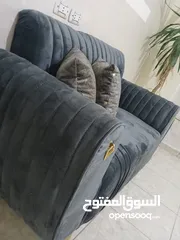  2 طقم كورنر مودرن قماش ووتر بروف اسفنج ضغط عالي وعليه طبقة  بوليستر طبي خشب لاتيه وسويد 9 مقاعد  للبيع
