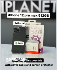  1 iPhone 12 Pro Max -128 GB /512 GB - Great phones with cover cable and screen protector