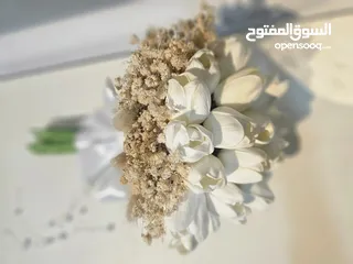  5 باقات ورد طبيعي و صناعي مسكات عرايس اكاليل نقوط صواني ذهب