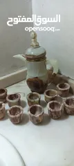  3 طقم دله و12فنجان من الرخام الخالص الطبيعي صناعه هنديه بالكامل لم تستخدم ابدا