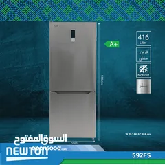  1 ثلاجة نيوتن نوفرست 416لتر مع فريزر سفلي ستانلس ستيل من نيوتن ستورز nw8266