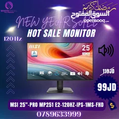  1 شاشة احترافية MSI PRO 25" 120HZ  – أداء وجودة من MSI!