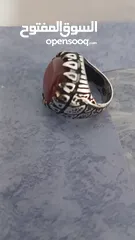  5 خاتم فضه عقيق حجم ضخم