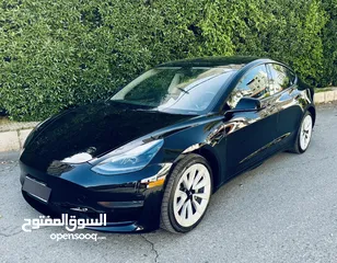  15 بدفعه اولى 1500 تملك تسلا موديل 3 لون اسود ملوكي موديل 2022 للبيع كاش او اقساط عالهويه