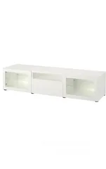  2 BESTÅ TV Bench 180x42x39 cm White/Lappviken White Clear Glass