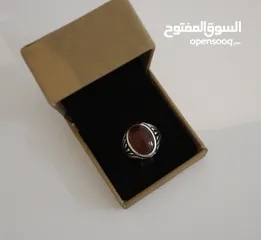 4 خاتم فضة عقيق يمني