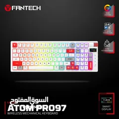  2 FANTECH MK918 ATOM PRO97 WIRELESS MECHANICAL GAMING KEYBOARD WHITE كيبورد فانتيك الجديد المميز