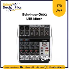  2 Behringer Q802USB Premium 8-Input Mixer with XENYX Mic Preamps