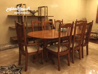  1 Wooden Dining Table with 8 Chairs طاولة سفرة خشب مع 8 كراسي