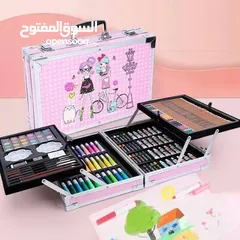  2 طقم الوان رسم للاطفال كافه انواع الالوان المائيه والشمعيه والخشبيه  والماجيك وادوات الرسم 145 قطعه