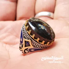  6 خواتم فضه عيار 925 مع العقيق اليمني الاصلي..