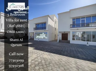  1 Glamorous 5 BR villa available for rent in Shatti Al Qurum Ref: 588H