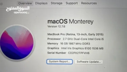  5 Mac Book Pro 2015 13-inch 256G ماك بوك برو