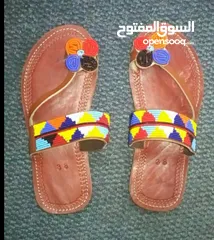  2 Maasai sandals Beaded leather sandals Ladies sandals Market shoes Beach sandals African sandals open