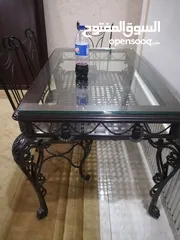 5 طاولة سفرة معدنية وزجاج راقية