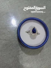  3 خاتم فضه اصلي لون ازرق