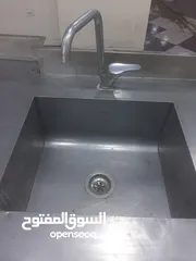  5 مجلى ستانليس ستيل حوضين تفصيل طول 3 متر وعرض متر وارتفاع متر مع رف ستانلس سفلي وارجل تطويل وتقصير