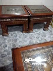  4 طاولات وسط خشب زان ثقيل محفورة استعمال بسيط