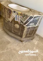  2 خزانة مغسلة كلاسيك خشب صولد مزخرف جديد