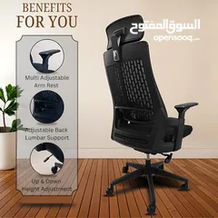  14 كرسي مكتب فلوريكون ألفا برو المريح للاستخدام المنزلي والعملي - كرسي دوار قابل للتعديل، عالي الظهر،