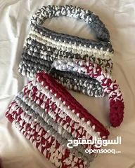  4 شنط كروشيه بأشكال وألوان مختلفة ، شغل يدوي