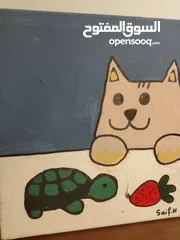  8 painting of cat and the turtle