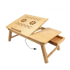 7 طاولة ومروحتين لتبريد لابتوب مصنوعة من الخشب الزان