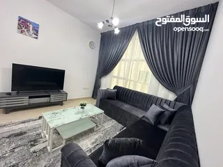  1 لايجار الشهري شقه غرفتين وصاله مفروشة سوبر كلاس ابراج سيتي تاور عجمان