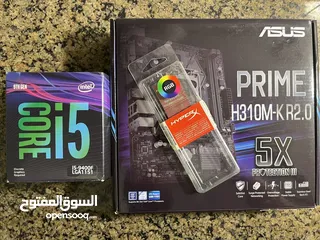  10 قطع كمبيوتر   CPU Core i5 9th Gen + Motherboard ASUS + HyperX Fury 8GB RGB x2