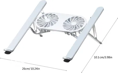  5 N3 Adjustable Aluminum Laptop Stand with Cooling Fan -Grey قاعدة لابتوب مع مروحة تبريد
