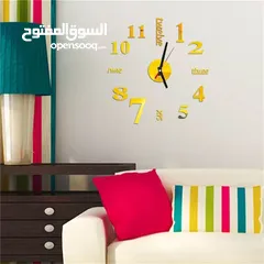  3 ساعه  حائط  ضخمه ديكور  ساعة  لون ذهبي و اسود و فضي مرآه و بني  حجمين