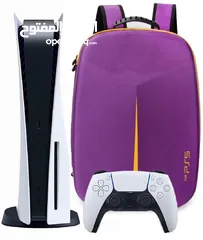  1 حقيبة تخزين واقية لجهاز البلايستيشن PS5 - PS5 Slim  مع ذراعين كتف PS5 Carrying Travel Storage Bag