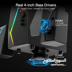  6 Redragon GS520 PRO Computer Gaming Speakers with Subwoofer, 2.1 Channel RGB سماعات مع اضاءة صوت صح