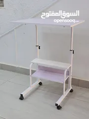  2 طاولة كمبيوتر عالية الجودة مع ارفف عجلات قابلة للتحريك لسرير أريكة مكتب * High Quality Folding Metal