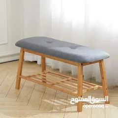  2 مقعد الأحذية الخيزران والكتان – لمسة فخامة عند باب بيتك!   قطعة أنيقة تجمع راحة الجلوس + تخزي