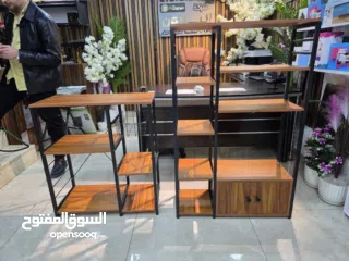  1 ستاند  خشب وحديد – مع خزانة هيكل حديد قوي وثابت