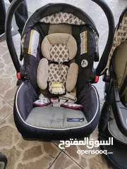  2 عربايه أطفال جرأكو 3 في 1 بحاله ممتازه مع كار سير للسياره نوع فخم