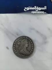  1 نصف دولار أمريكي فضه انتيك نادر تاريخ 1796