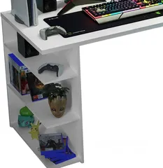  4 ماديسا مكتب كمبيوتر لألعاب وطاولة مع 5 ارفاف وإدارة الكيبلات خشب,136 عرض 75x ارتفاع 60x سم عمق.